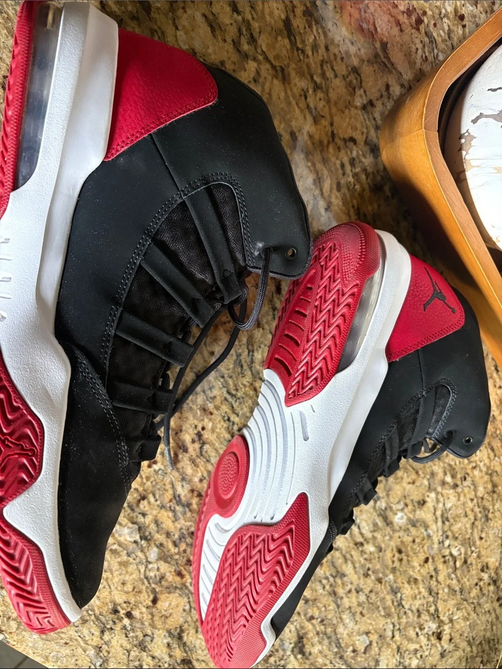 Jordan Men's Black and Red High-Top Basketball Sneakers